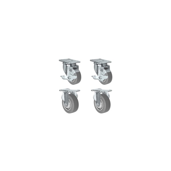 3"x1.25" Thermo Plastic Rubber Caster, 2 Locking Swivel, PK4